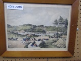 TWO CURRIER AND IVES PRINTS FRAMED UNDER GLASS THE LAKE AND THE SNOW STORM