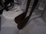 PAIR OF ANTIQUE WOODEN GOLF CLUBS