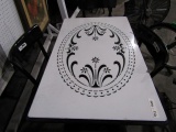 AGATE TOP KITCHEN TABLE BLACK AND WHITE WITH 4 CHAIRS