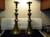 18 INCH HEAVY BRASS CANDLE HOLDERS