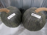 BOX OF CANISTERS AND PAIR OF FAUX PUMPKINS