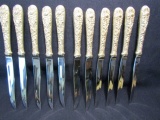 12 KIRK AND SONS STERLING HANDLE STEAK KNIVES REPOUSSE PATTERN TOTAL WEIGHT