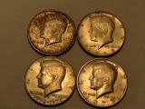 4 KENNEDY 1/2 DOLLARS 1964 1965 1973 1976