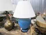 PAIR OF LAMPS CERAMIC WITH WHITE SHADES