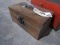 ANTIQUE LOCK BOX WOODEN 14 X 8 X 7