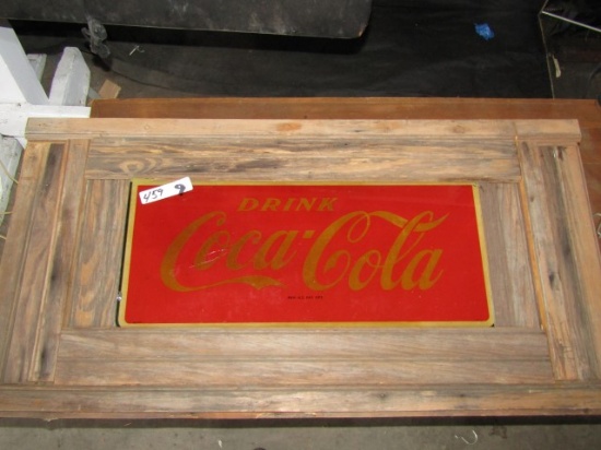 LIGHTED COCA COLA SIGN WITH WAIN COATING FRAME APPROXIMATELY 40 X 21