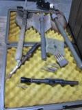 BOX LOT INCLUDING THREE SHOVELS BAYONET AMMO POUCH 30 06 AMMO AND MORE