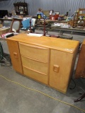NATURAL FINISH THREE DRAWER TWO DOOR SIDE BOARD