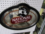 MIRRORED BACK NATIONAL BOHEMIAN SIGN APPROXIMATELY 24 X 18