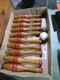 VERY EARLY BOWLING GAME WITH WOODEN DUCK PINS AND WOODEN BALL