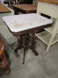 EASTLAKE STYLE MARBLE TOP END TABLE