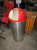 EARLY DOME TOP METAL WASTE CAN 3 FT TALL X 15 INCH