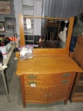 ANTIQUE OAK WASH STAND WITH TOWEL BAR