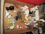 BOX OF CAT FIGURINES INCLUDING ROYAL CROWN DERBY MID WEST ROYAL DAULTON
