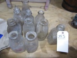 COLLECTION OF 10 MILK BOTTLES INCLUDING CLOVER DAIRY