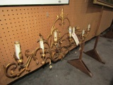 WROUGHT IRON LIGHT FIXTURE PAINTED GOLD WITH SEVEN LIGHTS APPROXIMATELY 45