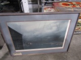 FRAMED UNDER GLASS PRINT HERB JONES MARSH SHANTY SCENE 35 X 25