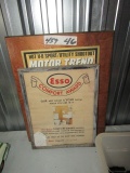 ESSO COMFORT AWARD SIGN UNDER GLASS AND MOTOR TREND CORVETTE PLAQUE