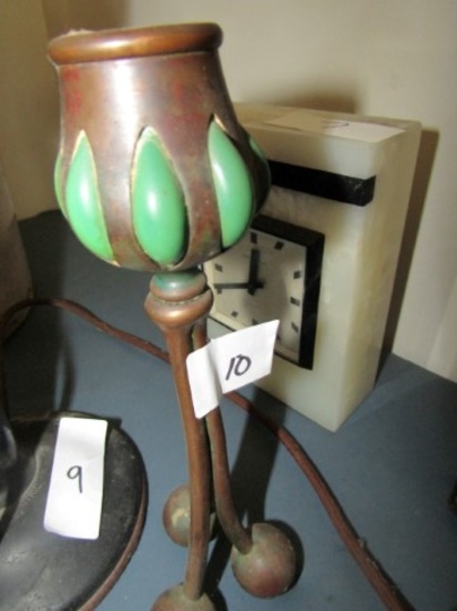 TIFFANY AND CO BRONZE AND GLASS CANDLE STICK AS IS
