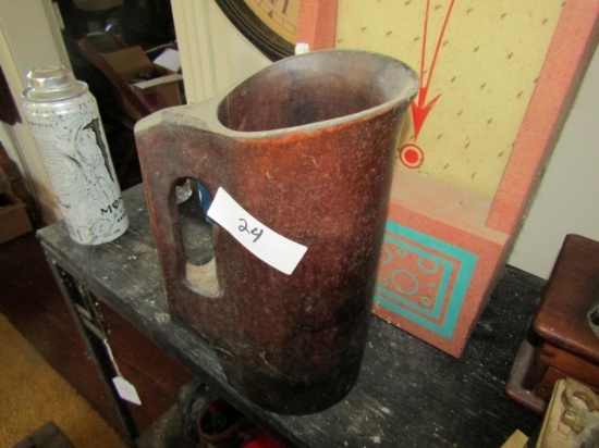 PRIMITIVE HAND TURNED WOODEN PITCHER