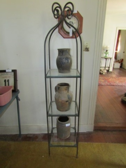 WROUGHT IRON AND GLASS SHELF APPROX 60 INCHES