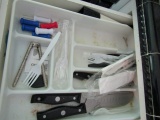 3 DRAWERS CONTENTS INCLUDING FLATWARE AND COOKING UTENSILS