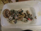 BOX OF MINIATURE DUCKS INCLUDING RUDDY MERGANSER CANVAS BACKS AND MORE