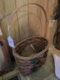 BASKET WITH COLLECTION OF VINTAGE HUNTING LICENSES
