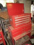 CRAFTSMAN TOOL BOX AND CART WITH CONTENTS OF RACHETS WRENCHES AND MORE