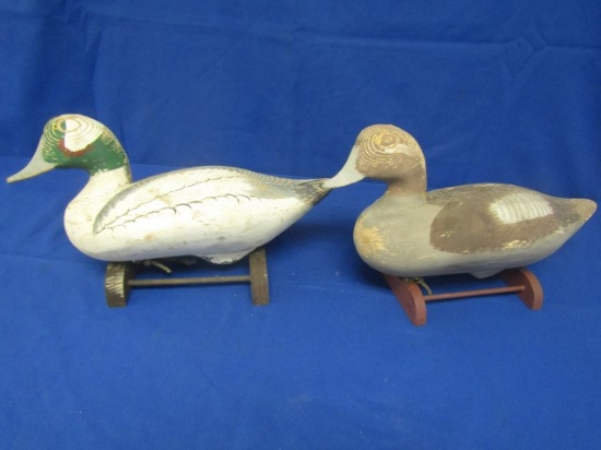 PAIR MADISON MITCHELL BUFFLEHEAD DECOYS PAINT IS WORN FROM USE