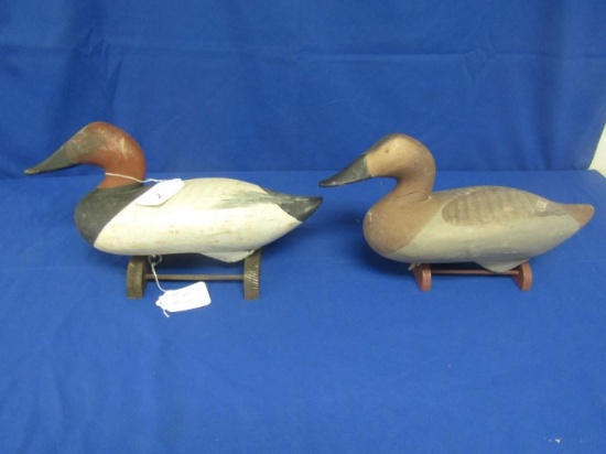 PAIR MADISON MITCHELL CANVASBACK DECOYS SIGNED AND DATED 1954