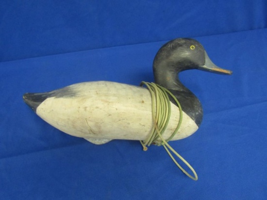 MADISON MITCHELL DRAKE BLUEBILL DECOY SIGNED AND DATED 1958 WITH WEIGHT LIN