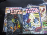 APPROXIMATELY 13 COMICS AND BOOKS INCLUDING MARVEL FANFARE 10 THROUGH 12 MA