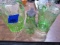COLLECTION OF GREEN DEPRESSION GLASS INCLUDING SYRUP DISPENSER ETC