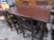 WALNUT HIGH TOP DINING TABLE APPROX 3 FEET X 5 FEET WITH 4 MATCHING STOOLS