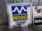 TWO METAL MOOG SIGNS 18 X 18