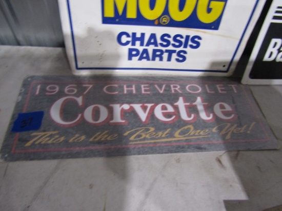 1967 CORVETTE SIGN METAL 9 X 24