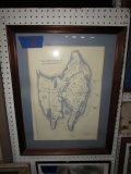 FRAMED UNDER GLASS PRINT UNITED STATES AS SEEN BY DELMARVA 25 X 19