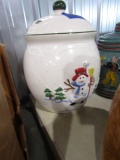 TWO COOKIE JARS SNOW MAN AND DANCING SCENE