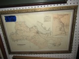 FRAMED UNDER GLASS EARLY MAP OF CAMBRIDGE MD DISTRICT 7 23 X 16