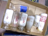 BOX OF PINT MILK BOTTLES AND 1/2 PINT INCLUDING MILLS SPEECES DAIRY AND MOR