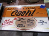 HAND PAINTED SIGN ON BOARD ALL PARTS AND LABOR CASH RAY HODGSON 15 X 24