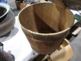 LARGE WOODEN PAIL WITH COVER 15 INCH ACROSS X 15 TALL