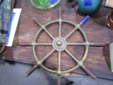 JOHN HASTIE AND CO BRASS SHIP WHEEL 25 INCH ACROSS