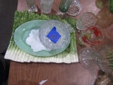 LOT OF MISC GLASS INCLUDING BUD VASE AND MORE