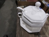 LARGE WHITE SOUP TUREEN WITH LADLE