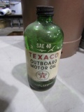 GLASS TEXACO OUTBOARD MOTOR OIL BOTTLE