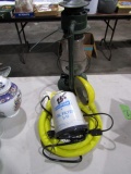 TABLE LOT INCLUDING OIL FILTER WORK LIGHT LANTERN AND MORE