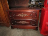 ANTIQUE TWO DRAWER BUREAU MAHOGANY WITH SECRET DRAWER ON BOTTOM TOP IS 22 I