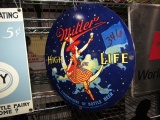 MILLER HIGH LIFE PORCELAIN ROUND SIGN 11 INCH ACROSS